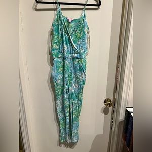 Lilly Pulitzer XS Floral Print Tank Jumpsuit with Pockets